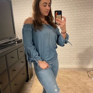 “Denim” off the should top